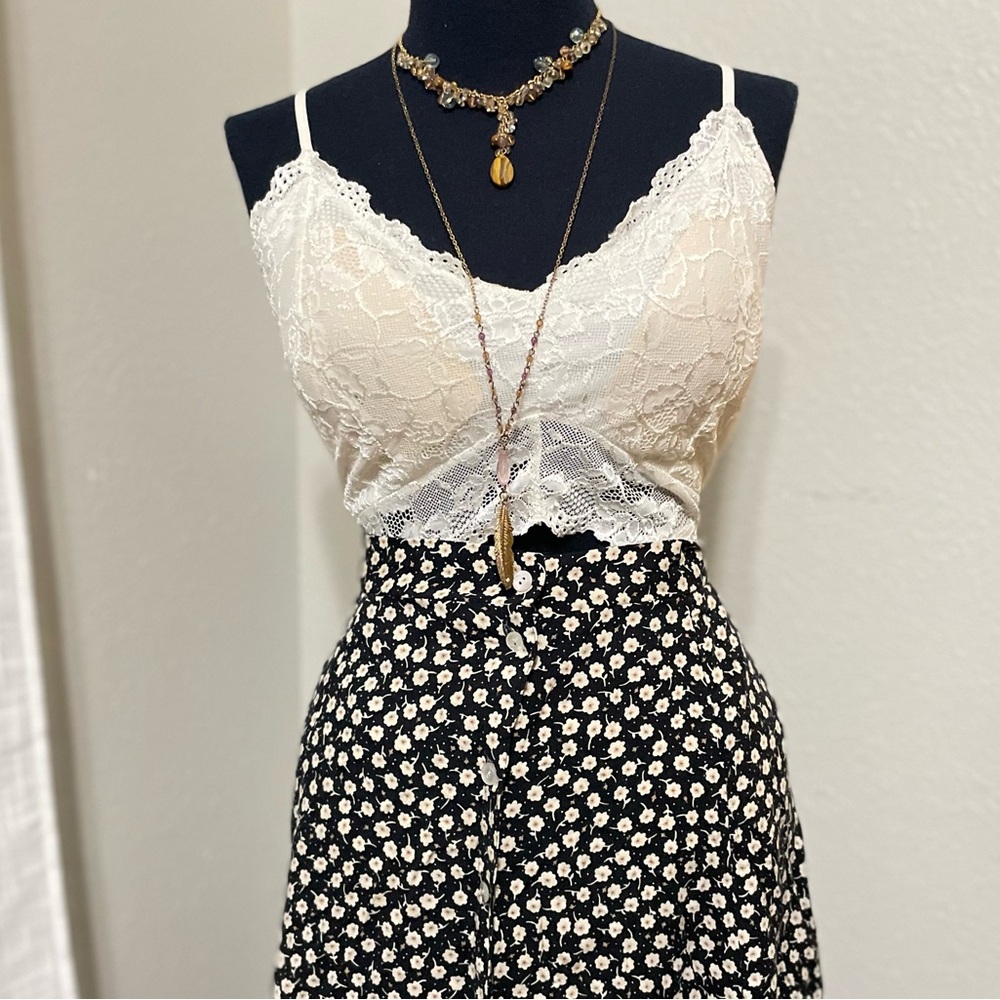 Kathie Lee Collection Black and White Floral Maxi Skirt